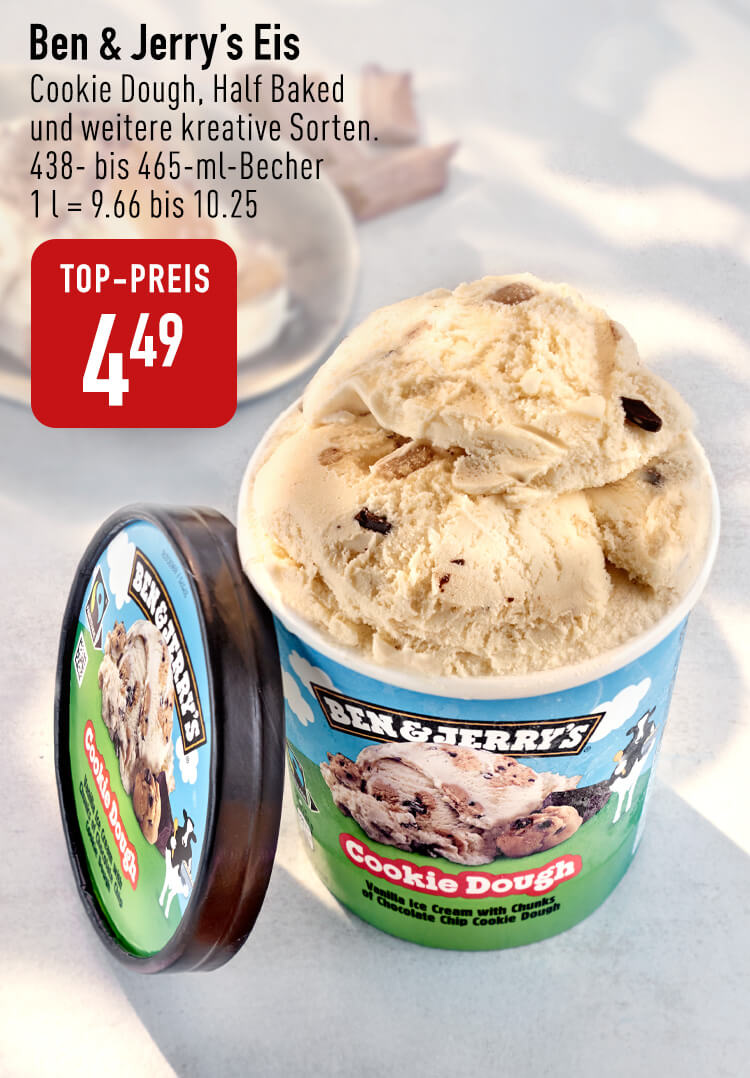 Ben & Jerry's Eis Cookie Dough, Half Baked und weitere kreative Sorten.