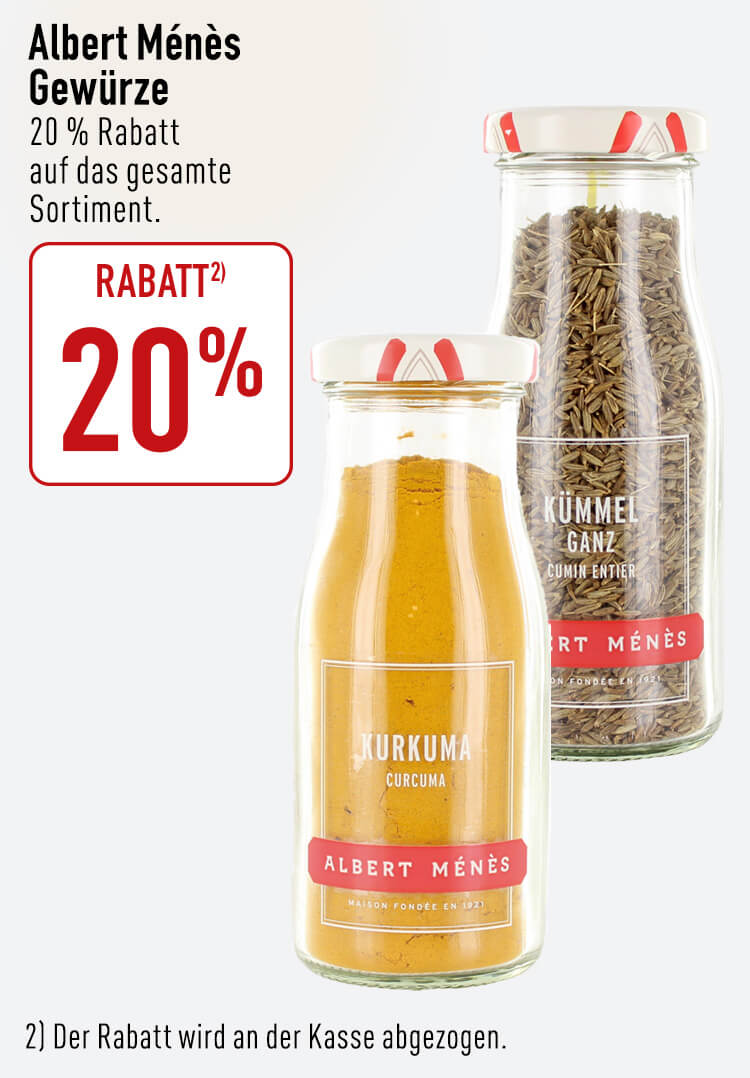 Albertes Menes Gewürze 20% Rabatt Aktion